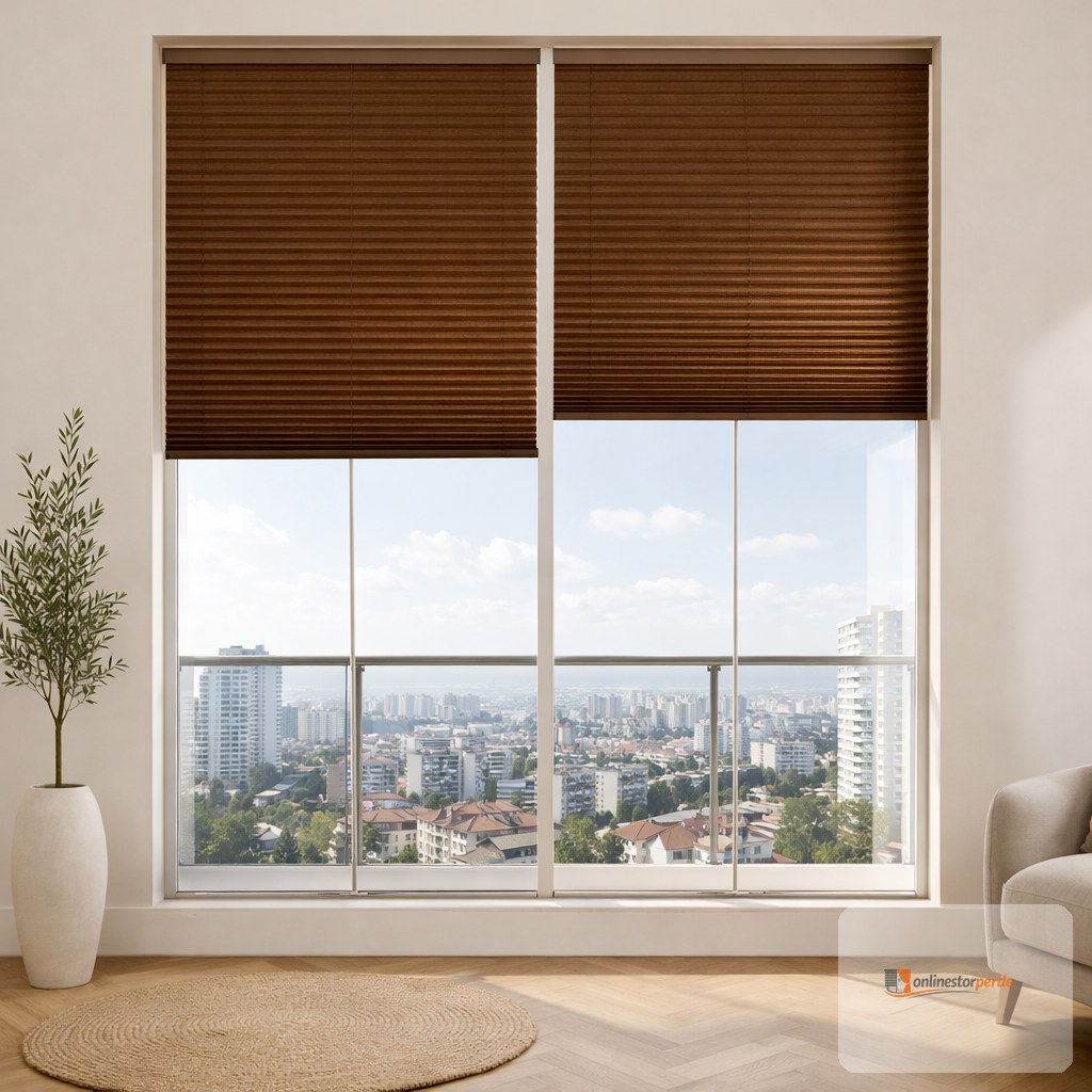 Kahverengi Plise Perde