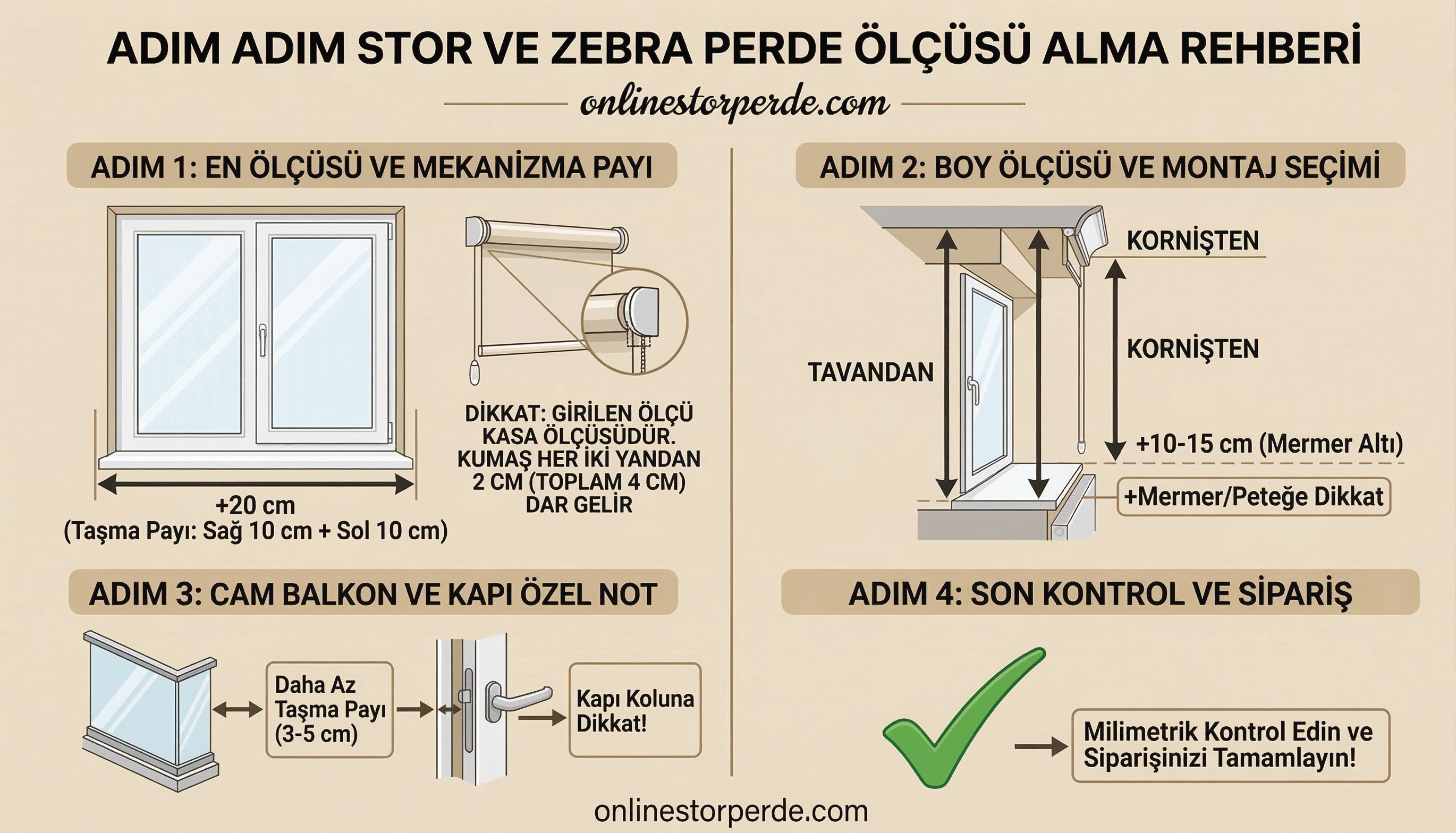 Stor Perde Ölçüsü Nasıl Alınır? 3 Adımda Hatasız Ölçüm Rehberi stor perde olcusu nasil alinir onlinestorperde